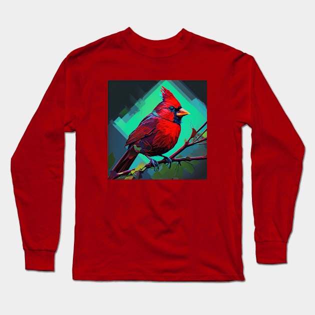 Cardinal Bird Colorful Design Long Sleeve T-Shirt by Star Scrunch